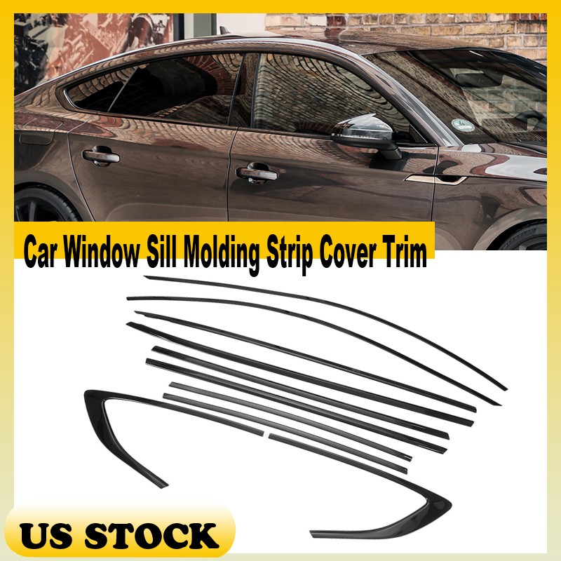For 2017-2025 Audi A5 S5 Piano Black Steel Window Sill Molding Strip Trim 10 Pcs For 2017-2025 Audi A5 S5 Piano Black Steel Window Sill Molding Strip Trim 10 Pcs