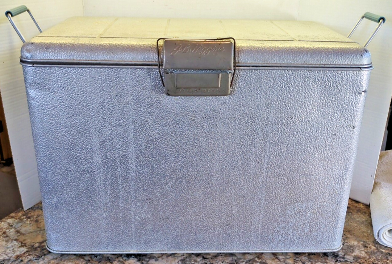 Vintage 1950\'s J C Higgins Aluminum Cooler Ice Chest with Tray & Bottle Opener
