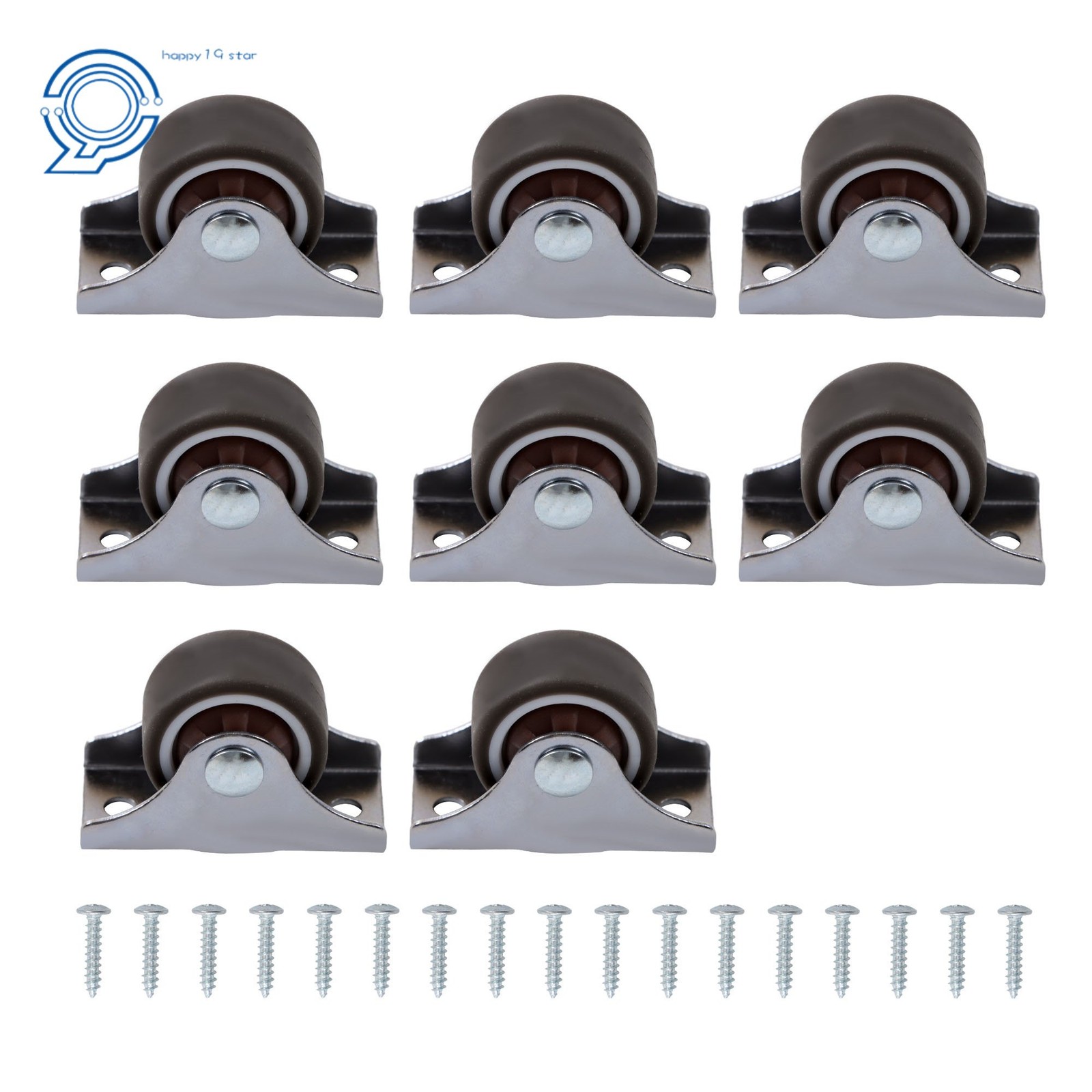 8 Pcs Mini Caster Wheels 1 Inch Low Profile Non Swivel Rolling Casters