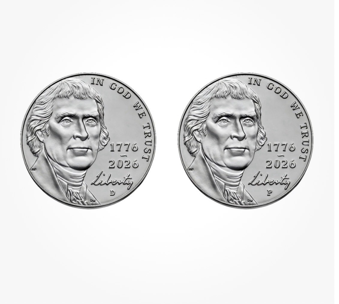 1776-2026 P D Semi-Quincentennial Jefferson Nickel  - Set of 2 Coins - UNC