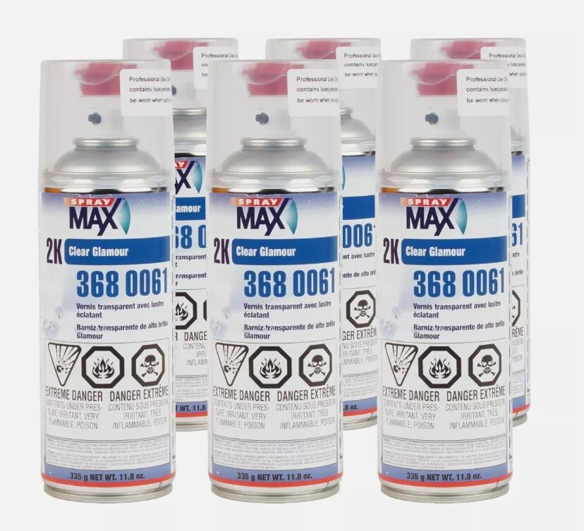 SprayMax 3680061 2K Glamour High Gloss Clear Coat 11.8 oz 1 Case (6 Cans)