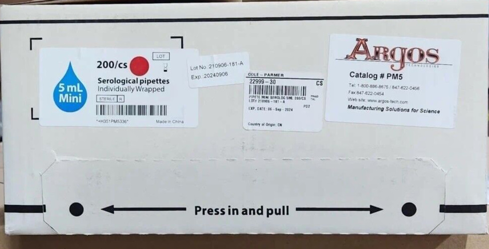 Cole Parmer Mini Serological Pipettes 2299-30 Case of 198 Individually Wrapped