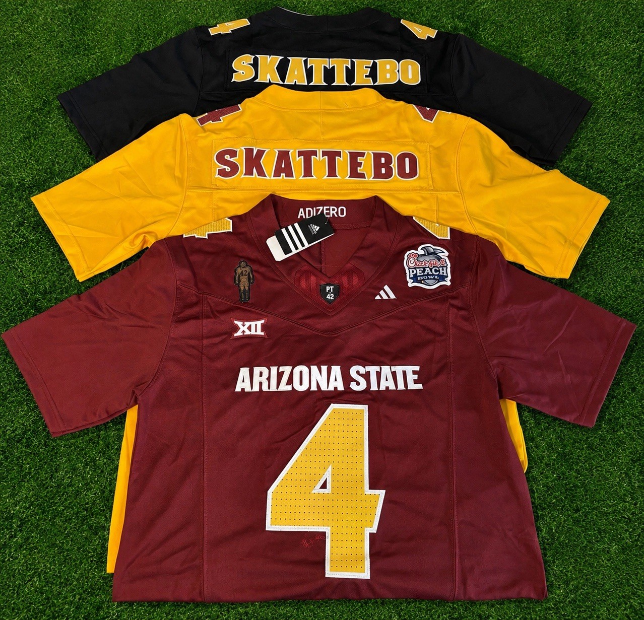 ASU Cam Skattebo Jersey W/Peach Bowl Patch Fast Shipping 