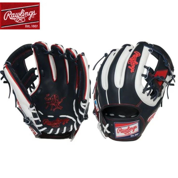 Rawlings PRO314-2NW Infield Glove Right-Hand Navy/Red/White New