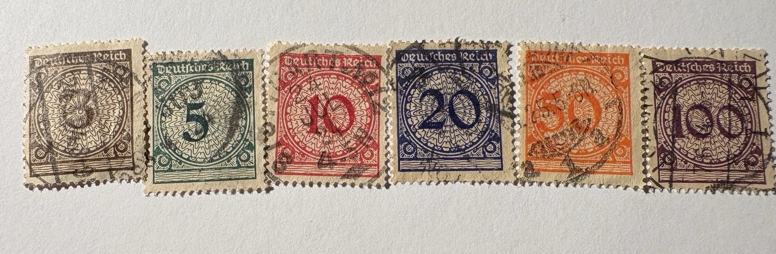 Germany Deutsches Reich Numerals Used Postage Stamps 3-100 Pf Handstamped Lot Germany Deutsches Reich Numerals Used Postage Stamps 3-100 Pf Handstamped Lot