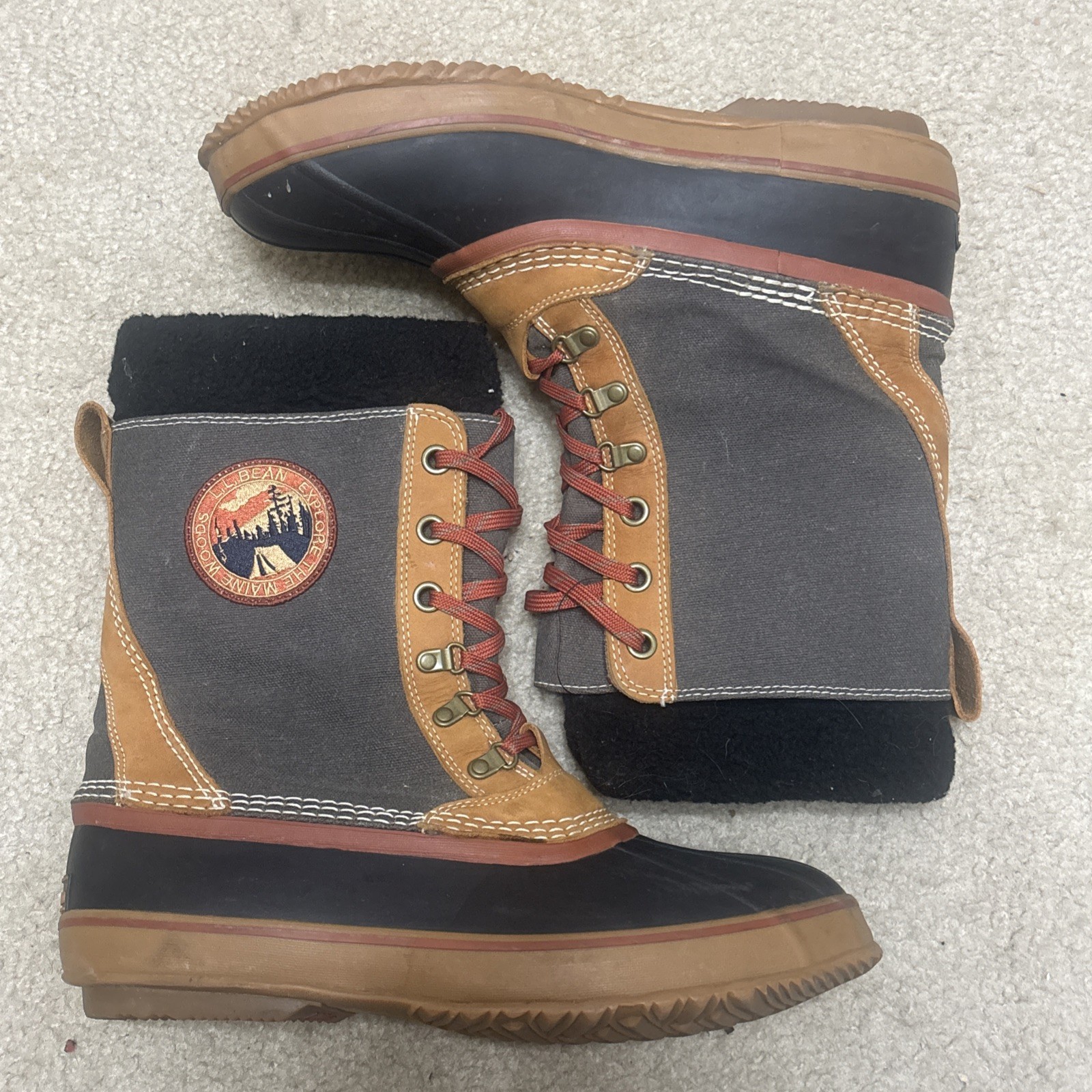 L.L.Bean Explore The Maine Woods Duck Boots Men’s 12 M Canvas Leather