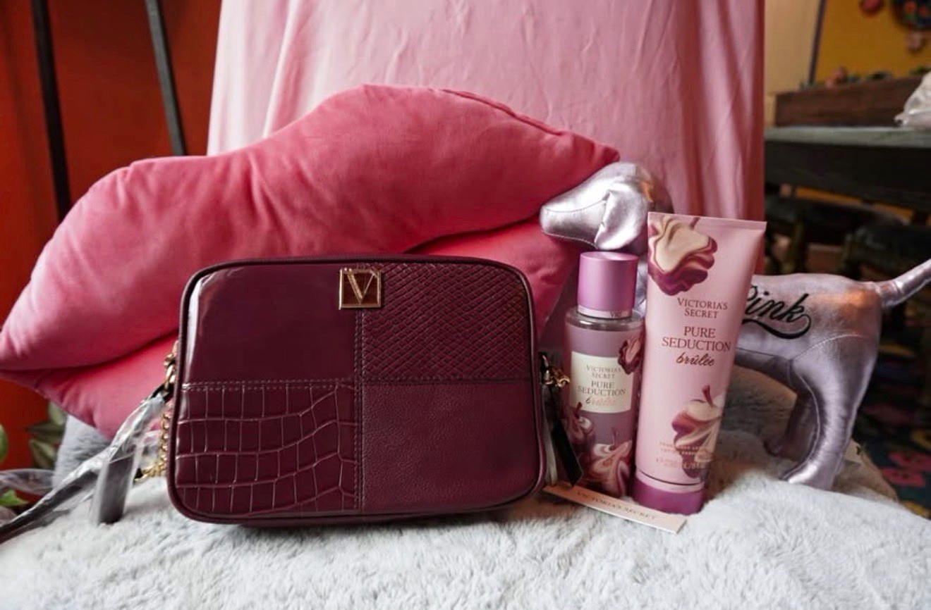 Victoria's Secret Burgundy Crossbody and Pure Seduction Women's Body Mist Gift Victoria's Secret Burgundy Crossbody and Pure Seduction Women's Body Mist Gift