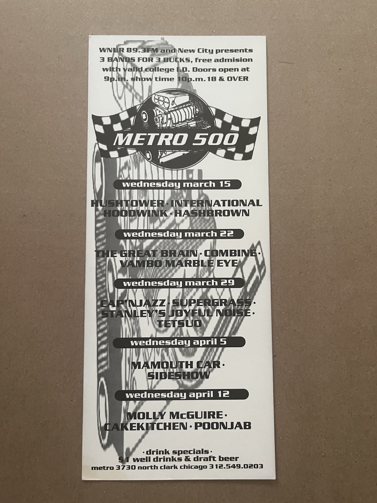 rare CAP’N JAZZ / SAMIAM / SUPERGRASS flyer Chicago 1995 Cabaret Metro emo punk