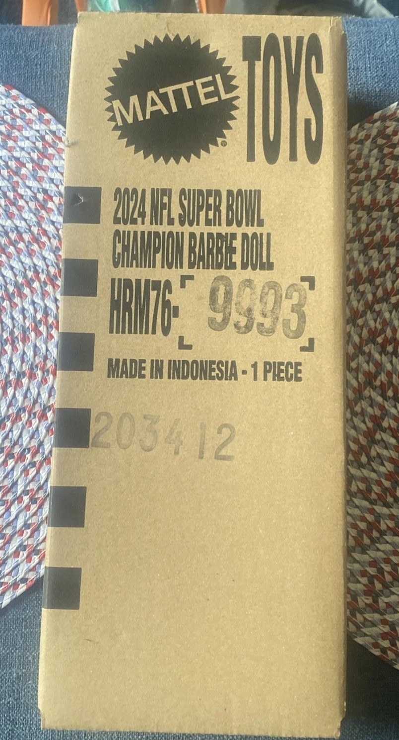 Never Out of Shipping Carton 2024 NFL Super Bowl Champion Barbie Doll KC