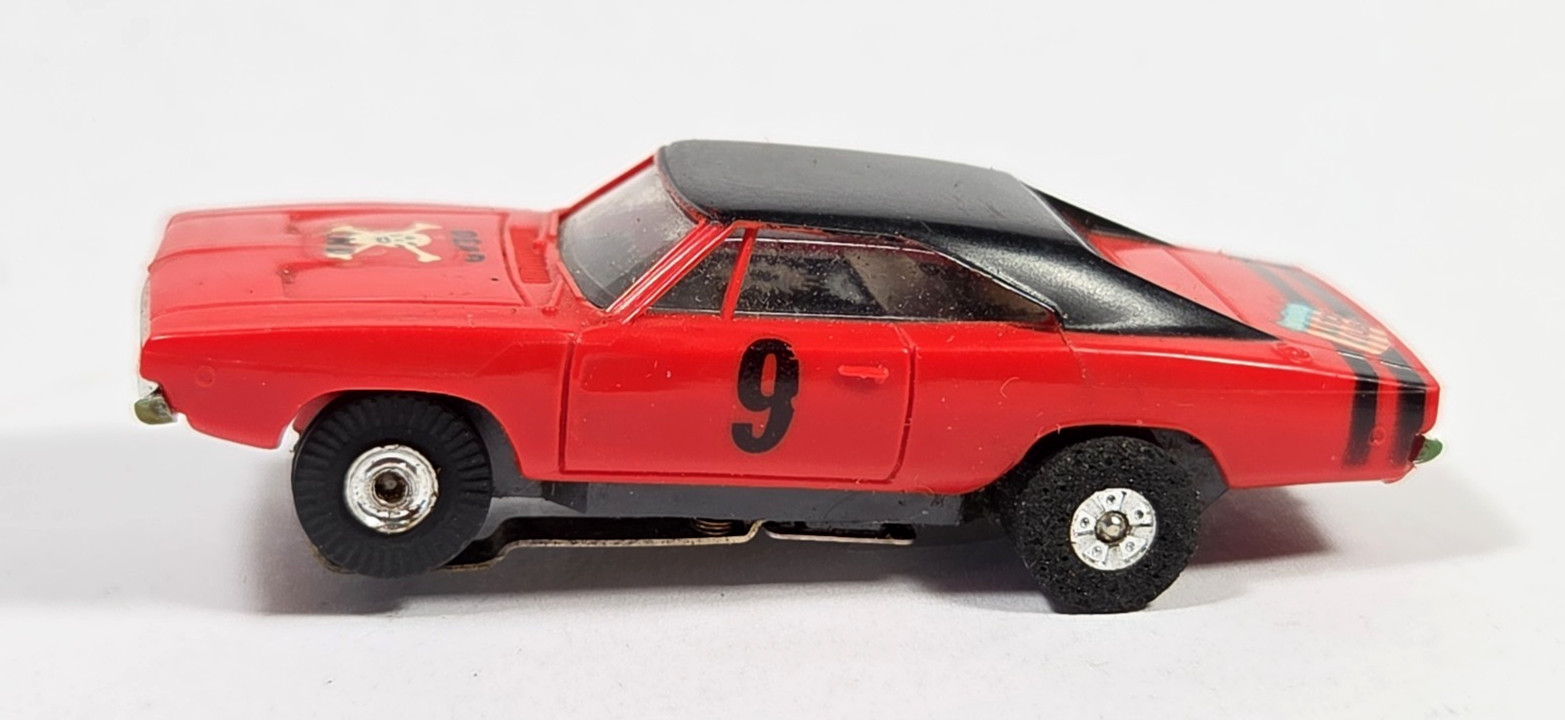 Vtg Aurora JET Thunderjet HO Car #1407 DODGE CHARGER Red + Black - Nice