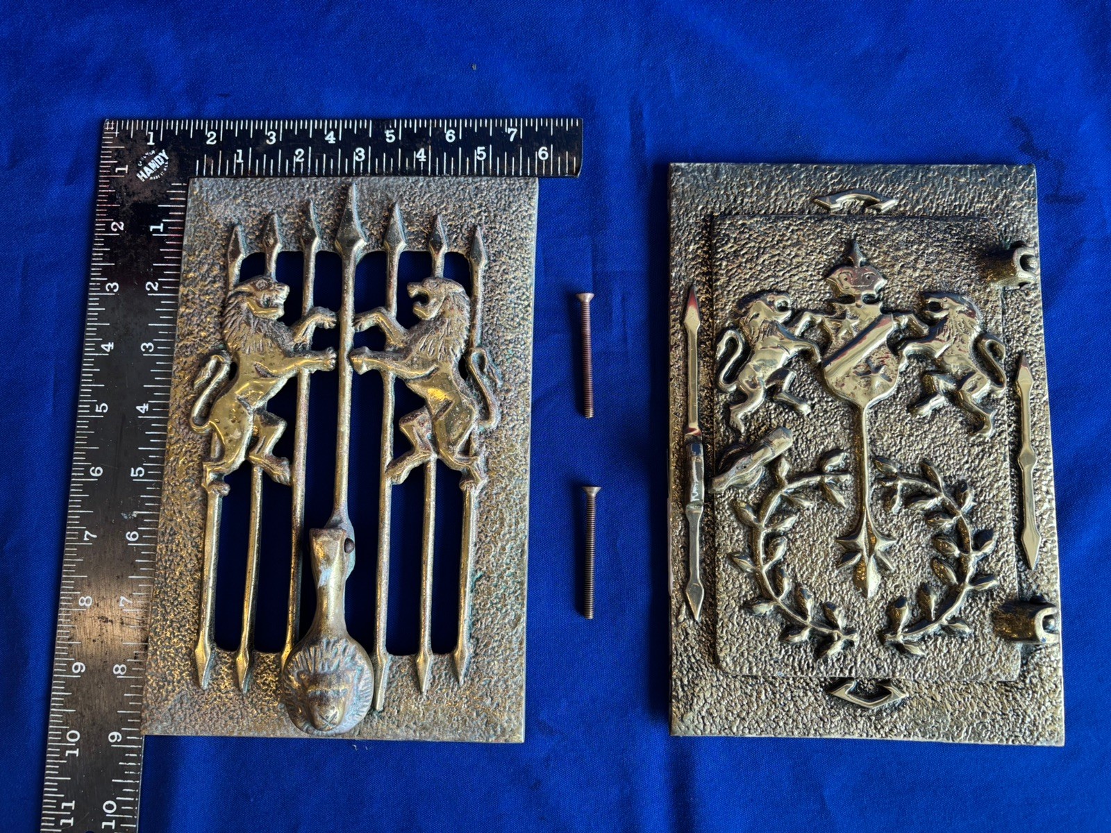 Vintage Lions Brass Speakeasy With Door Knocker And Peep Hole and Machine Screws Vintage Lions Brass Speakeasy With Door Knocker And Peep Hole and Machine Screws