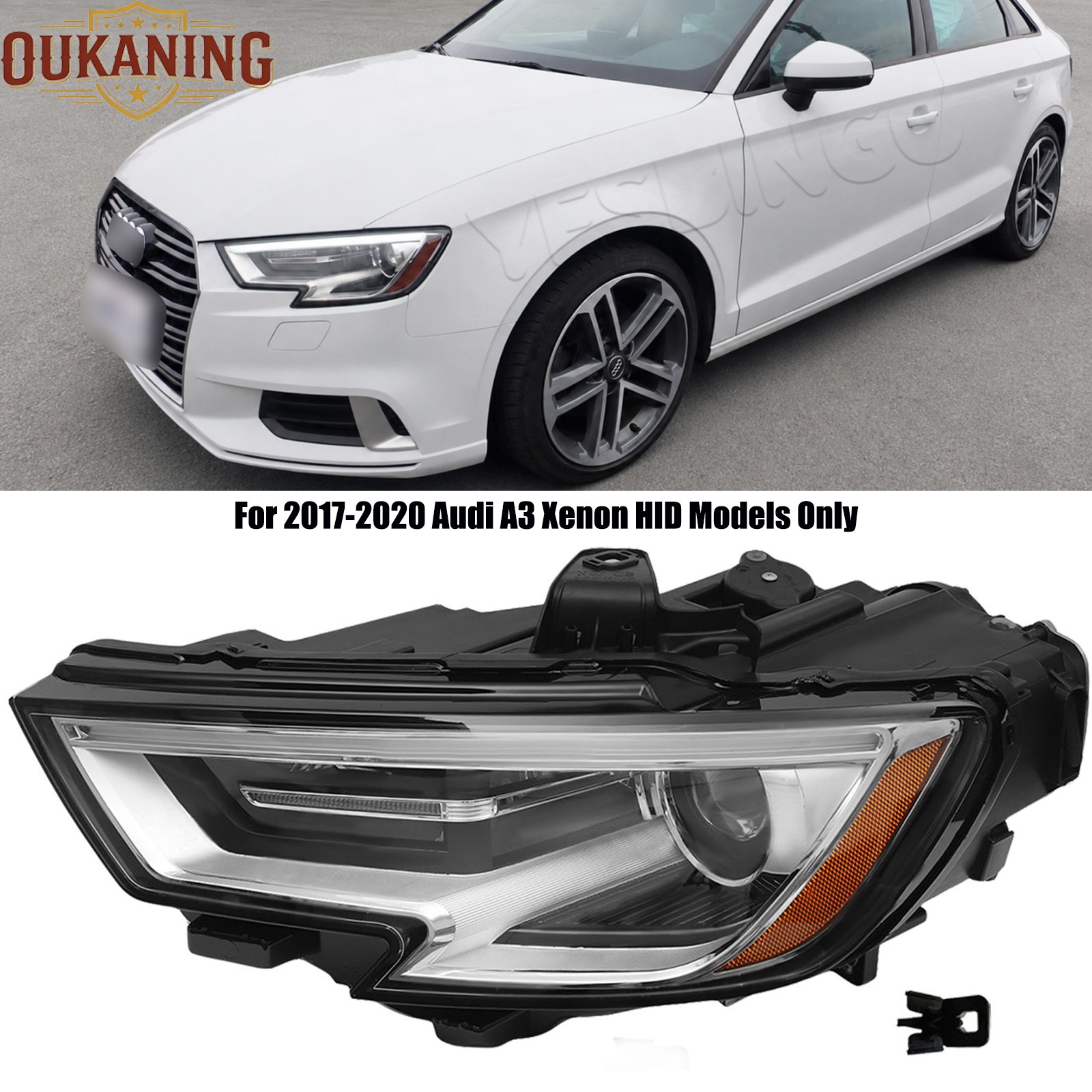 For 2017-2020 Audi A3 HID/Xenon Headlight Assembly Non-AFS Left Driver Side