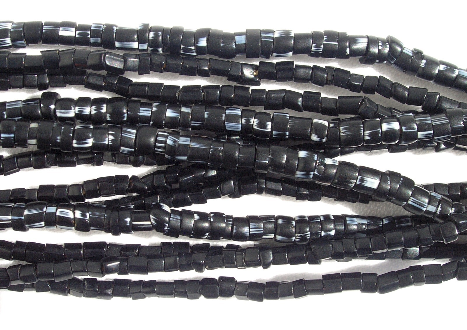 Vintage Irregular Shape Black Glass Beads (6 strands) African Trade Vintage Irregular Shape Black Glass Beads (6 strands) African Trade