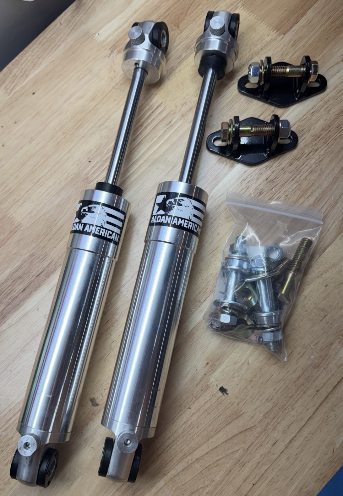 1967-69 Chevy Camaro Double Adjustable Rear Shock Set, Aldan American, Blemished