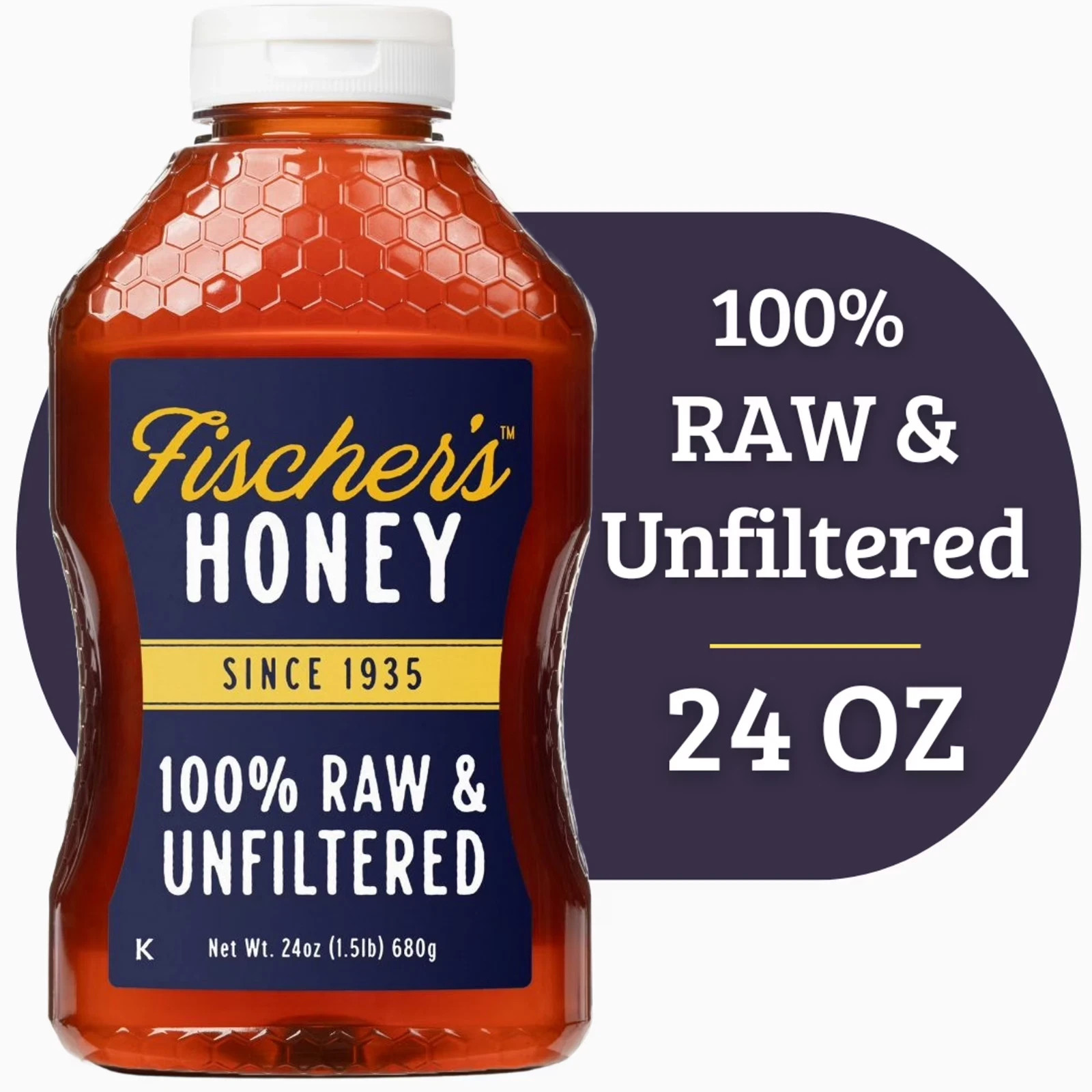 Fischers Honey, 24oz Raw and Unfiltered, Local 100% US Grade Fischers Honey, 24oz Raw and Unfiltered, Local 100% US Grade