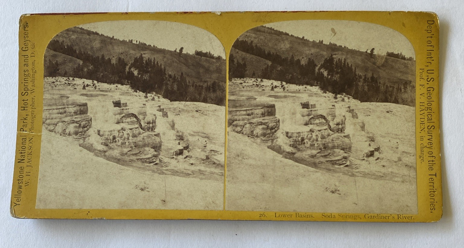 1870s Stereoview Photo Yellowstone Soda Springs Lower Basin W H Jackson 1870s Stereoview Photo Yellowstone Soda Springs Lower Basin W H Jackson