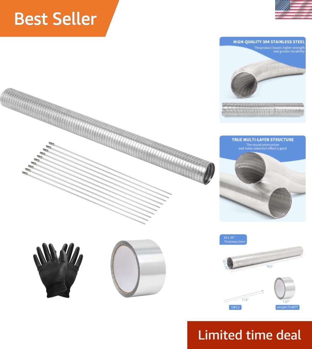 High-Quality Flexible Exhaust Pipe 1.25\
