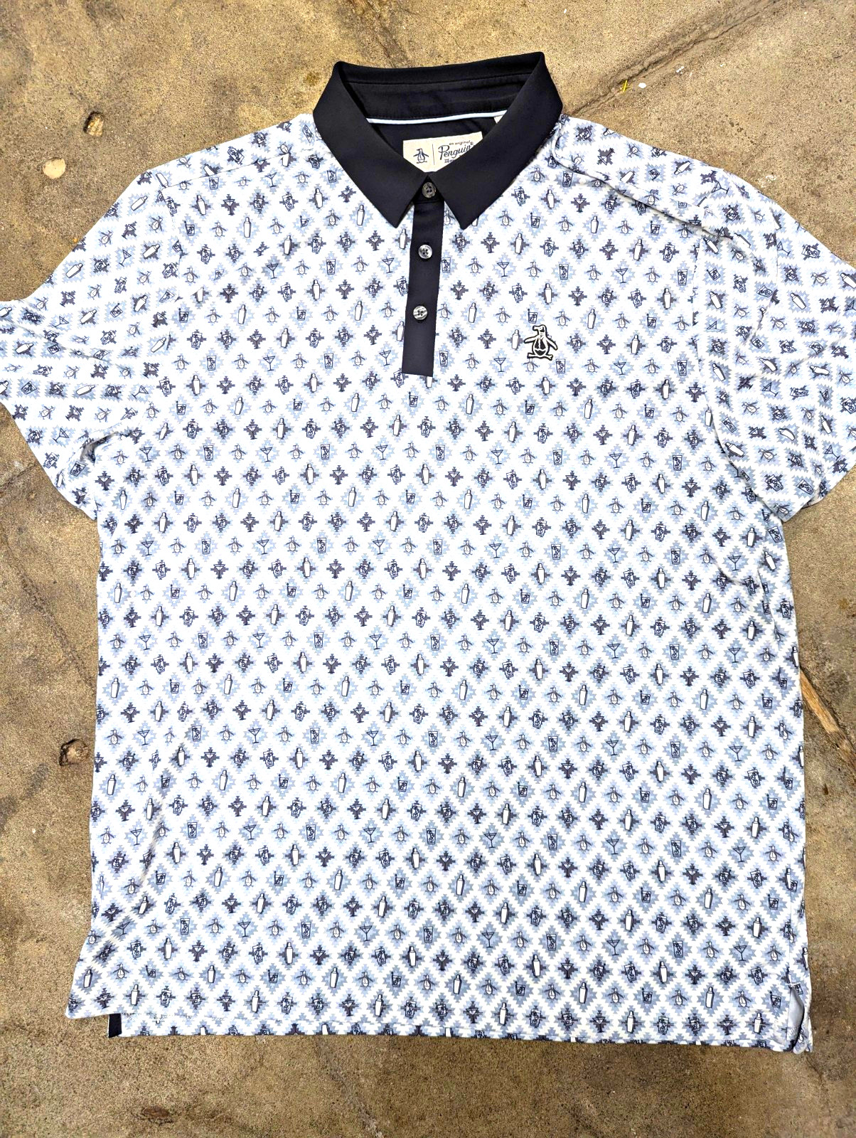Original Penguin Cocktail Graphic Men’s L Golf Polo SS Stretch 