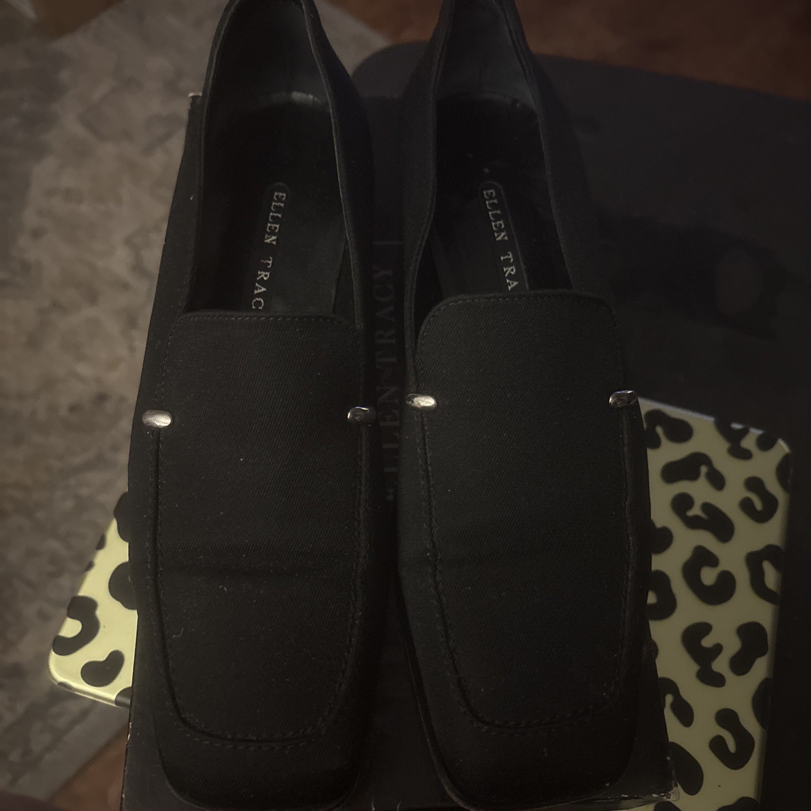 Ellen Tracy Bloyd Women\'s Black Slip-On Loafer Fabric Flat Round Toe 7.5 B