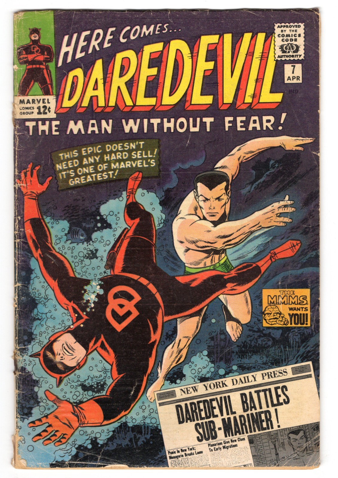 Daredevil 7 1965 Marvel Comics G/VG 3.0 1st App Red Costume Sub-Mariner