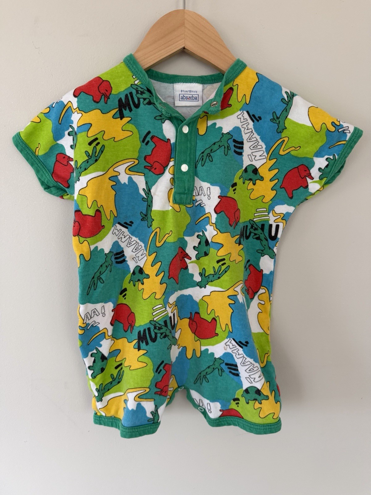 ABSORBA   Vintage-Style Abstract Safari Romper   Size 18M