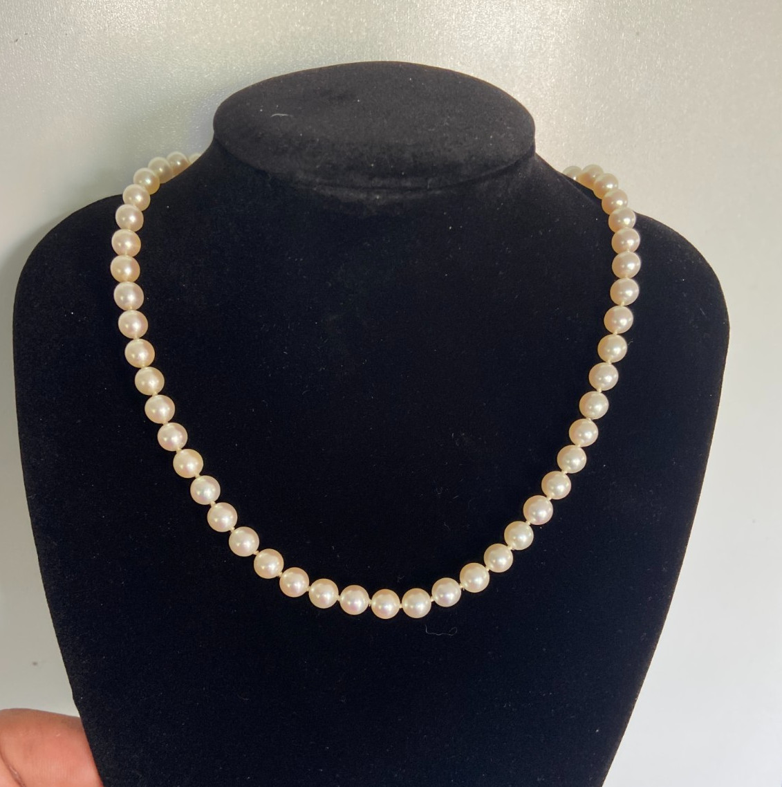 Vintage Mikimoto Akoya Pearl Necklace 16.5” 60-65 mm K14 14K Gold Clasp