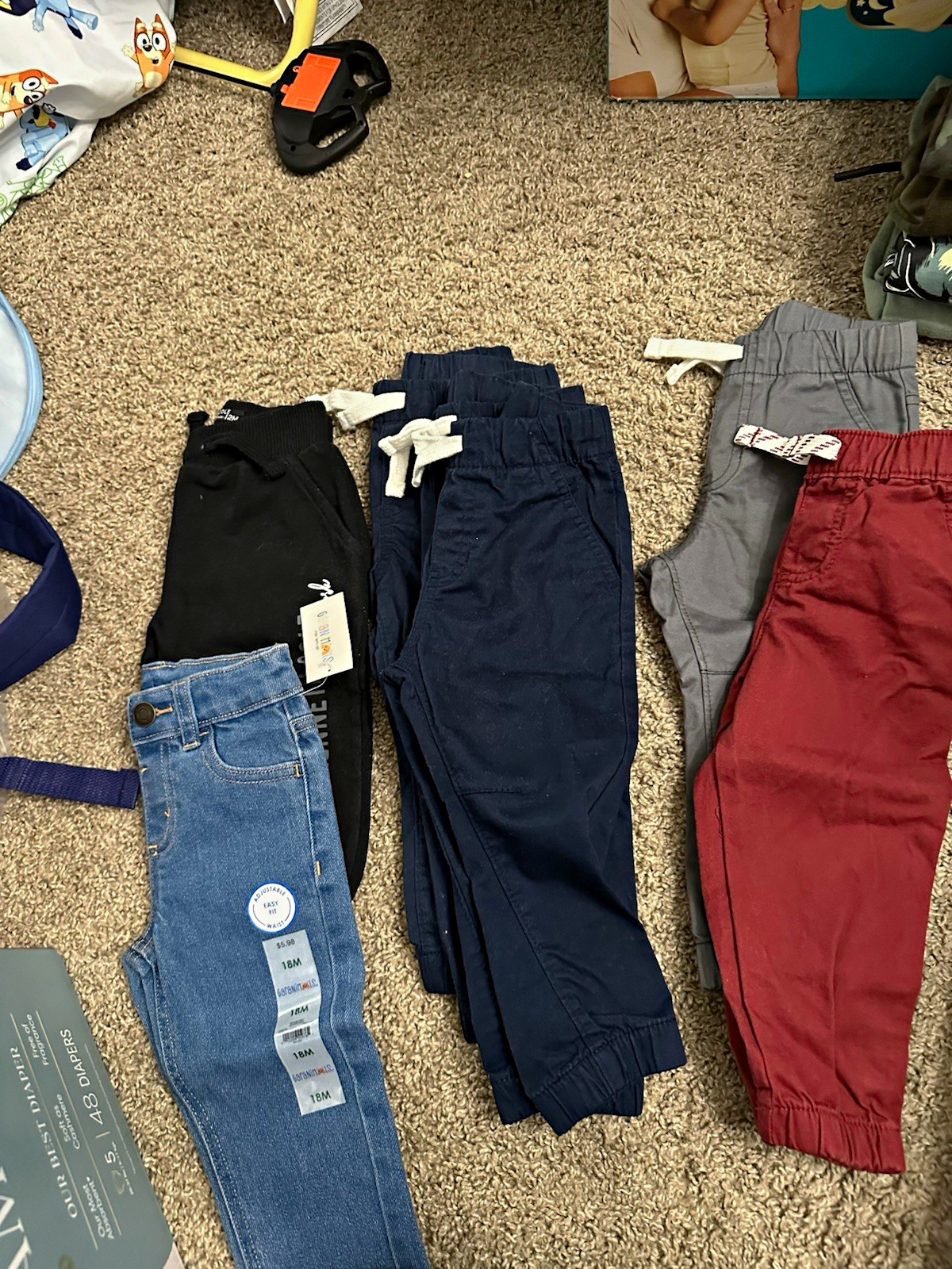 Baby Boy Pants Lot 18 Months/18M Joggers Chinos Jeans Multicolor Solid- 7 Pairs