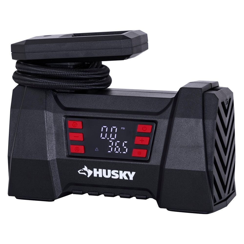 Husky 12-Volt DC Portable Air Compressor w/ Digital Pressure Gauge & LED Light