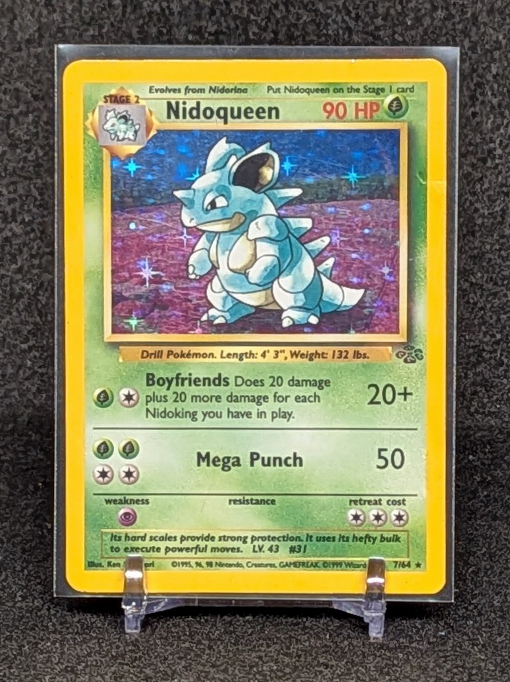 1999 Pokemon TCG Nidoqueen Base Set 2 12/130 Holo Foil Rare English WotC DMG/HP