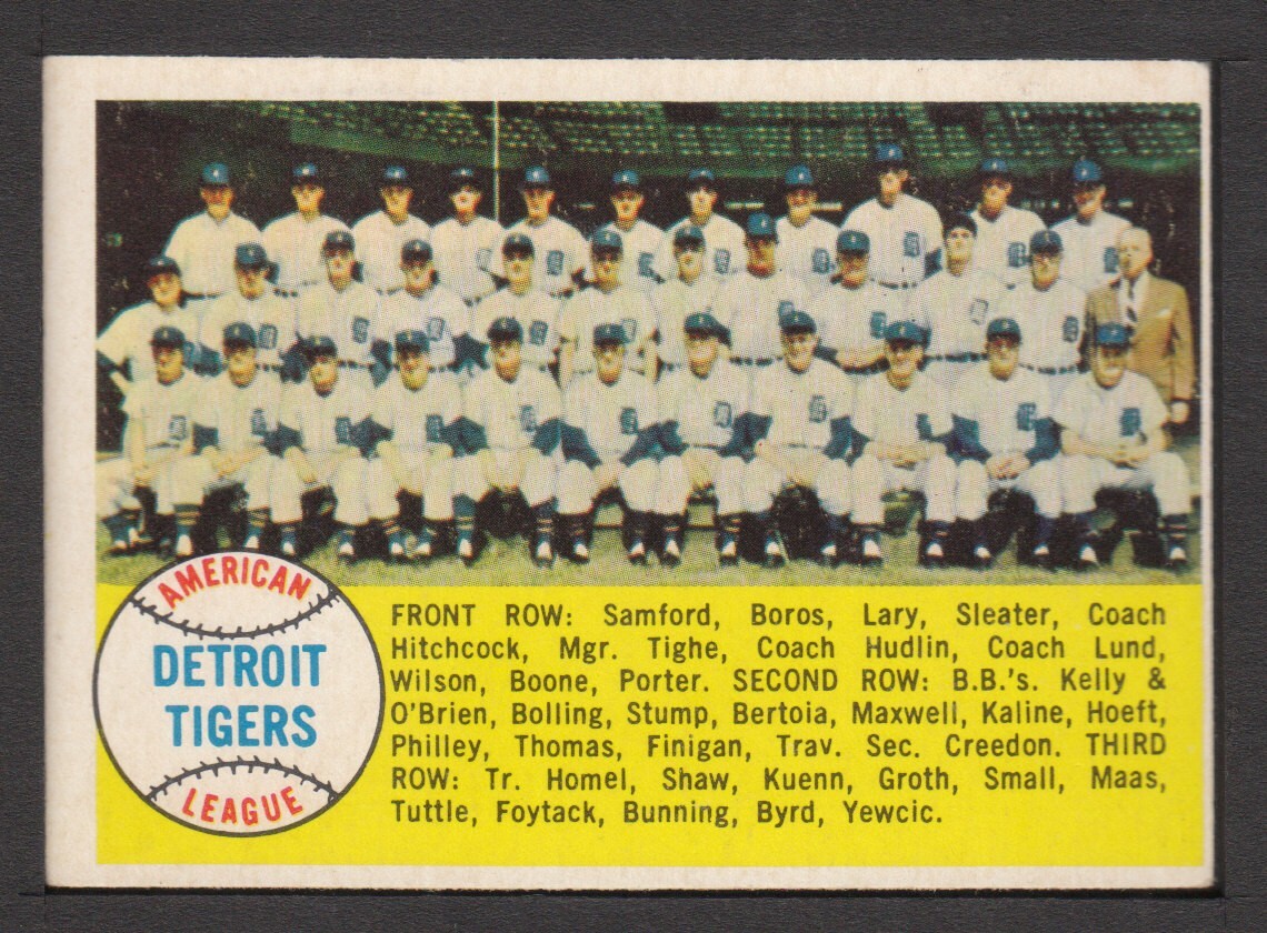 1958 Topps #397 Tigers Team alpha. Detroit Tigers ex