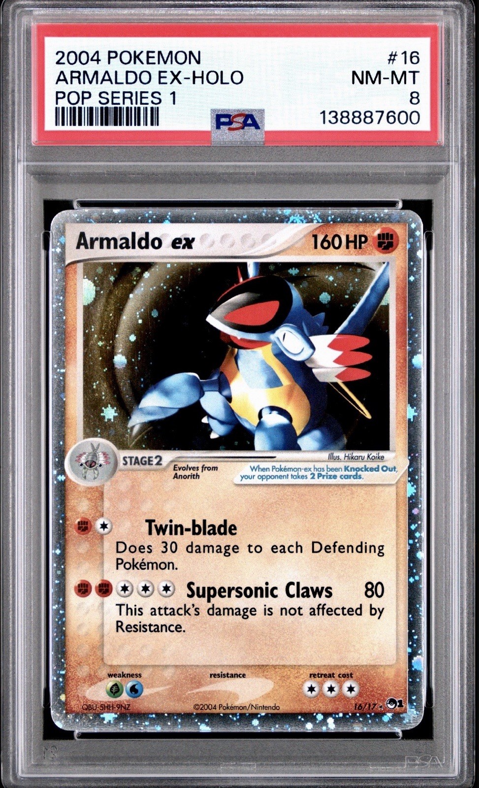 Pokémon Armaldo EX Pop Series 1 Holo - PSA 8 w/ Holo Bleed And Swirl 🌀 Pokémon Armaldo EX Pop Series 1 Holo - PSA 8 w/ Holo Bleed And Swirl 🌀
