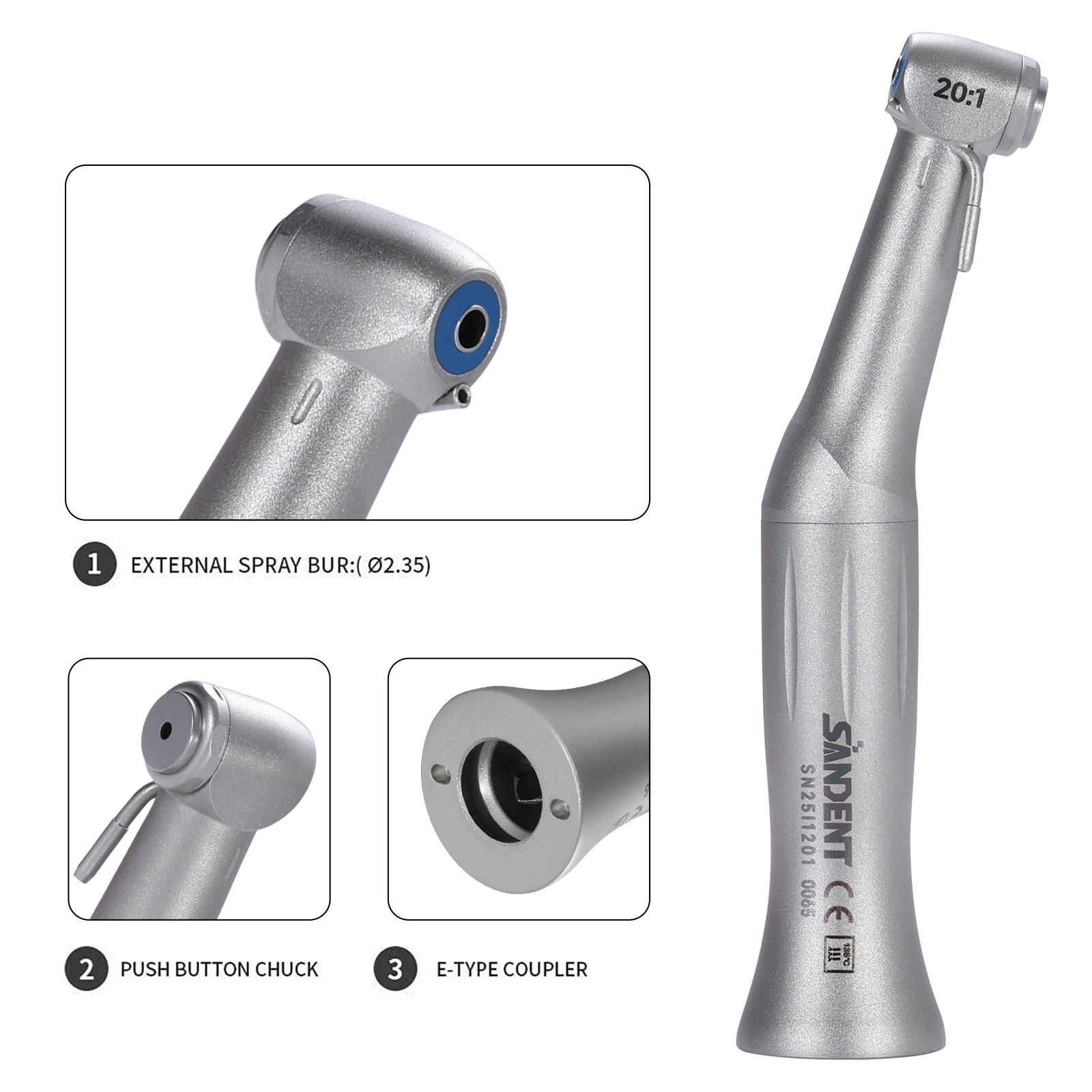 Dental Implant Handpiece 20:1 (LED) Contra Angle Fit NSK Implant Motor