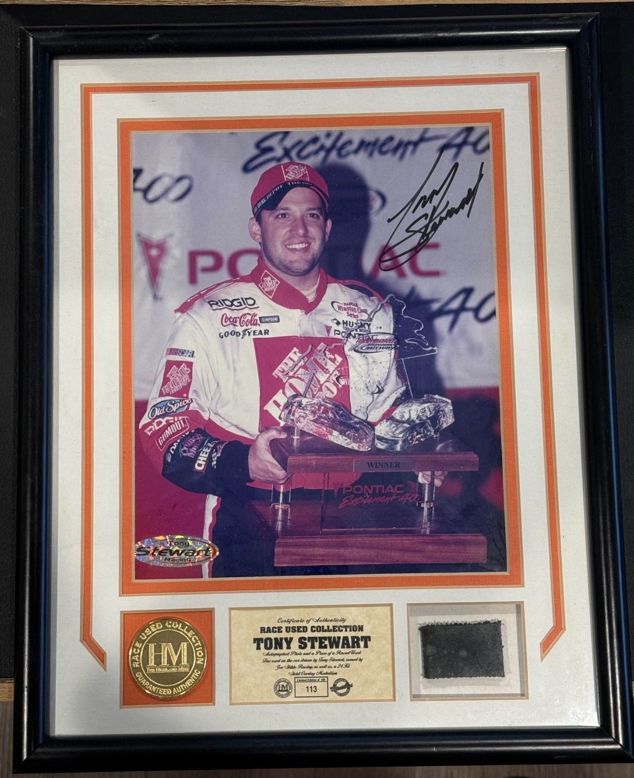 Tony Stewart signed LE Raced Used Collection 113/300 with COA Tony Stewart signed LE Raced Used Collection 113/300 with COA