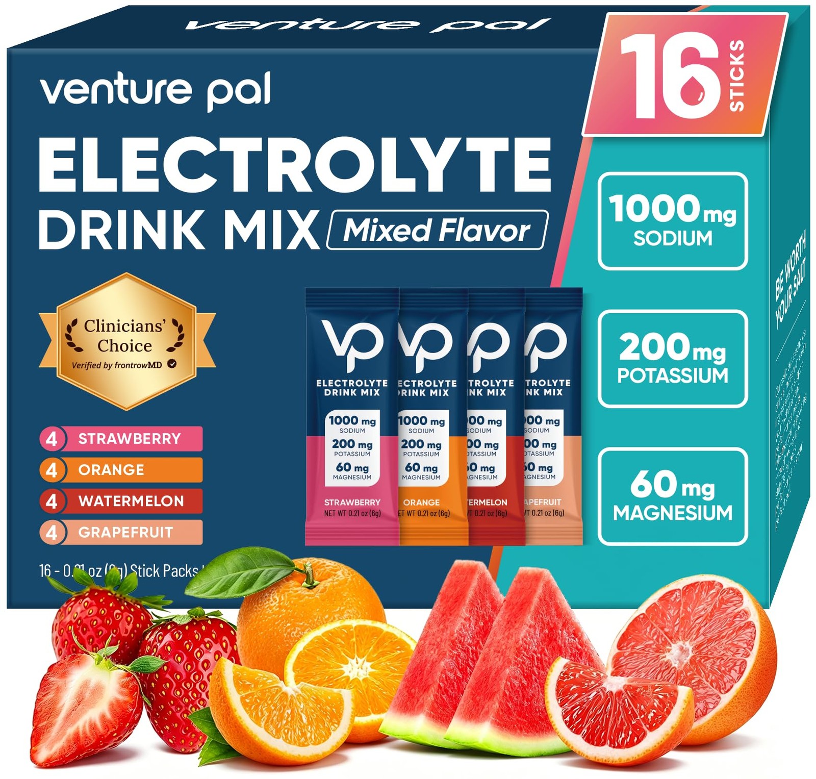Electrolitos En Polvo 16 Sobres Sin Azucar Sales De Hidratación Para Bebidas