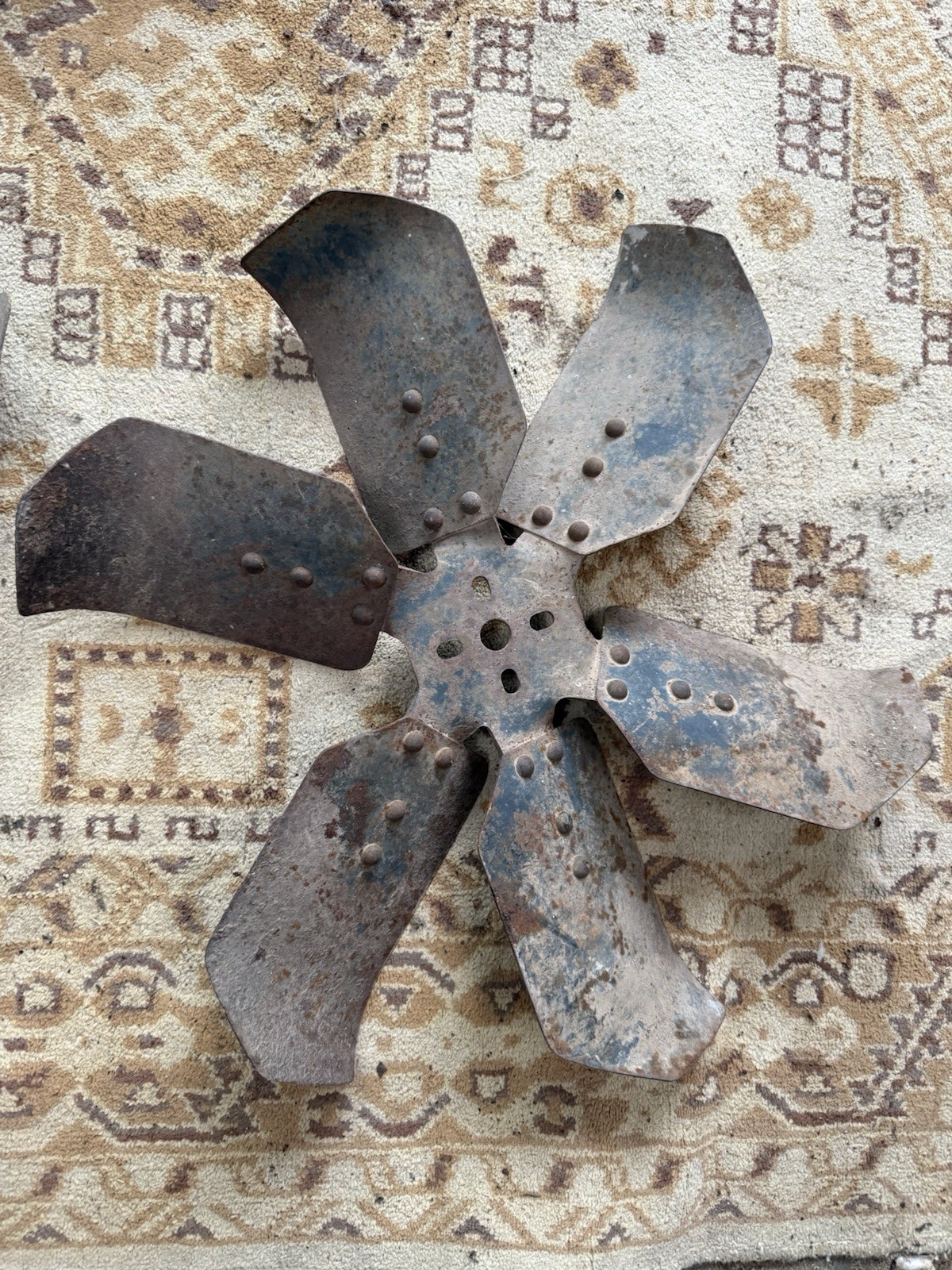 Vintage OEM 6-Blade Engine Cooling Fan Heavy Duty Steel Riveted Hot Rod Custom