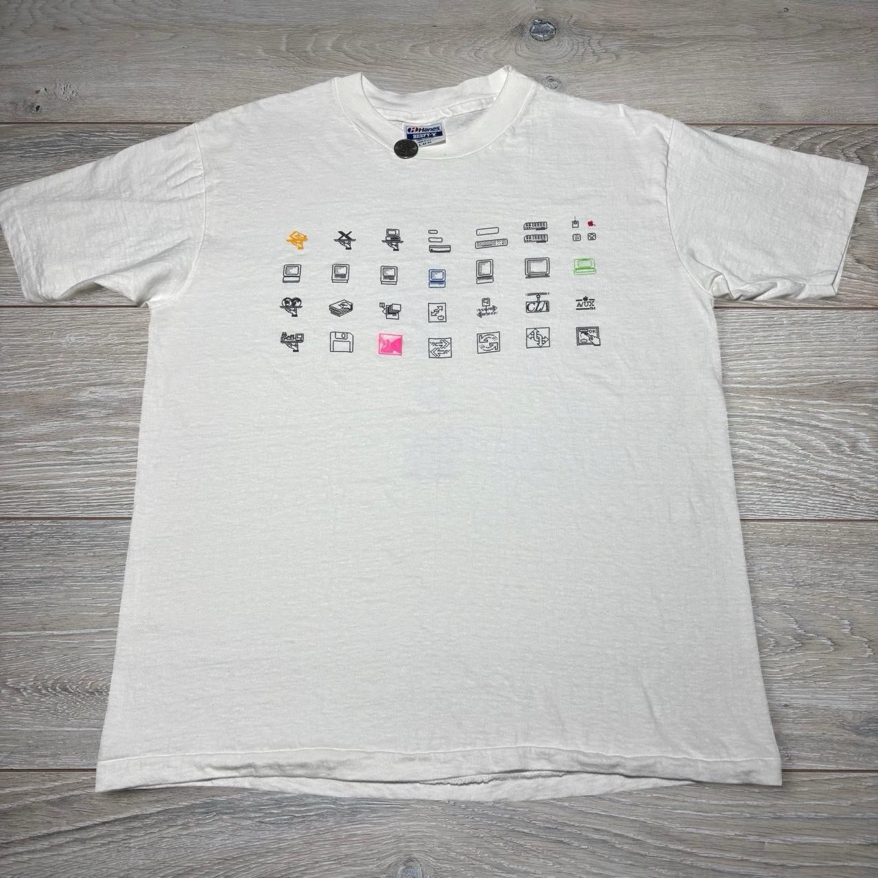 Vintage 1989 Apple Computer Pixels White Shirt (Size Large) 