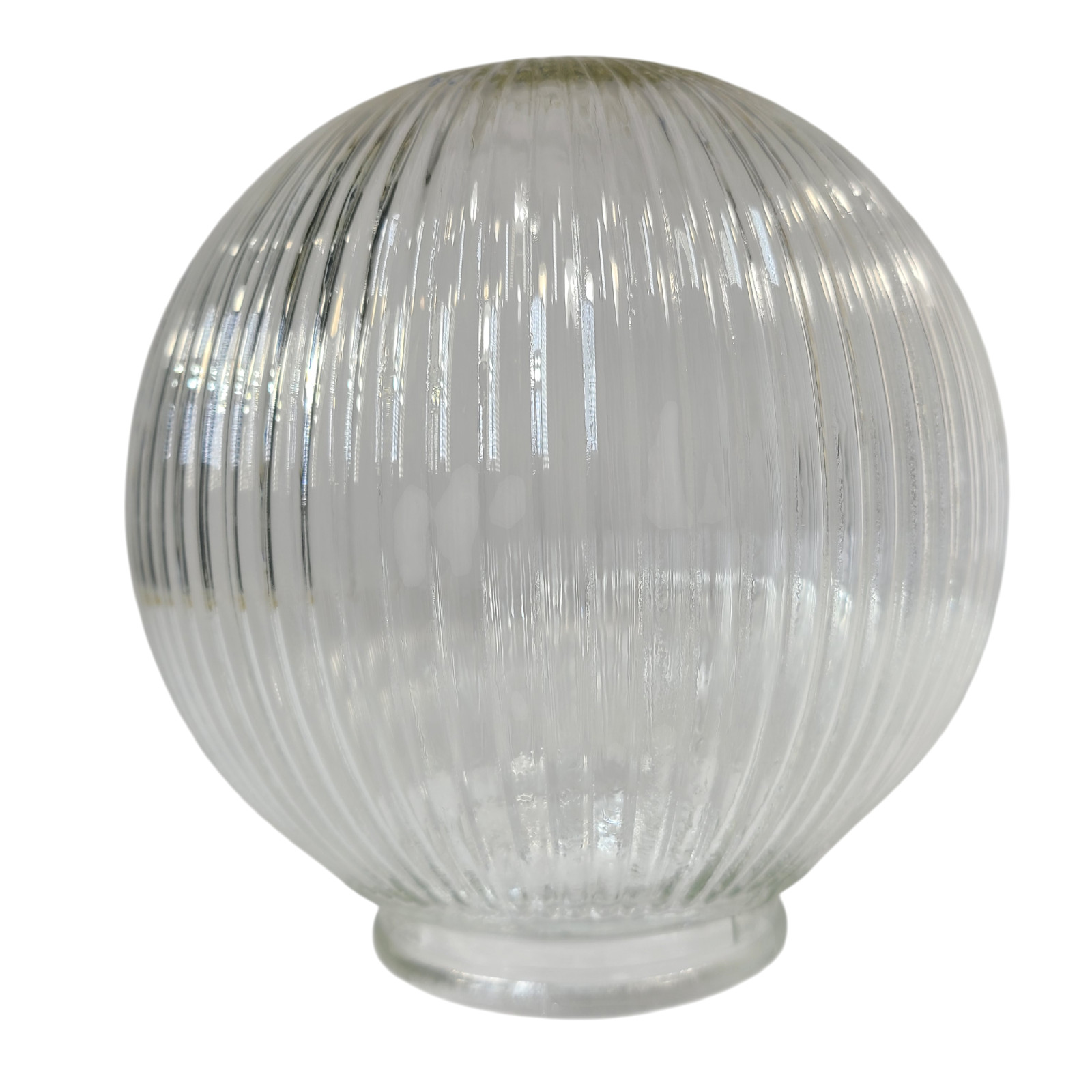 Vintage Glass Globe Light Shade Holophane Clear Ribbed Mid Century Modern Retro