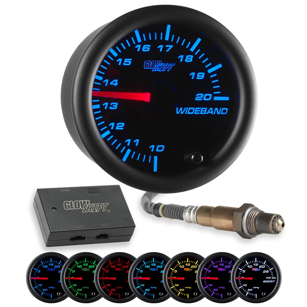 GlowShift Analog Wideband Air/Fuel Ratio Gauge Kit w/ O2 Sensor, Black 7 Color GlowShift Analog Wideband Air/Fuel Ratio Gauge Kit w/ O2 Sensor, Black 7 Color