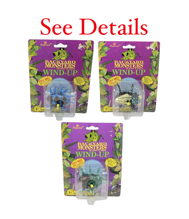 Vintage NOS 1993 Lot of 3 Imperial Backyard Monsters Insect Bugs Wind-Up NEW