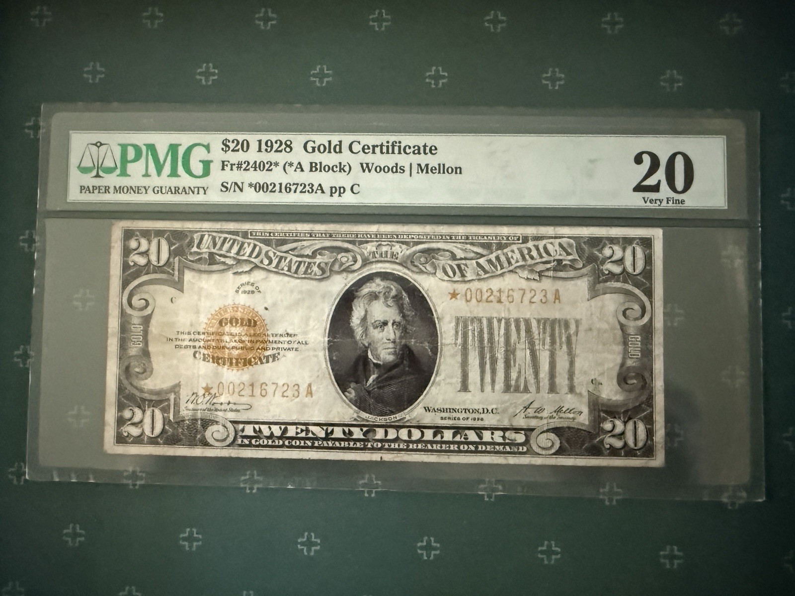 Rare Star 1928 $20 Gold Certificate VF 20 Circulated FR2402*