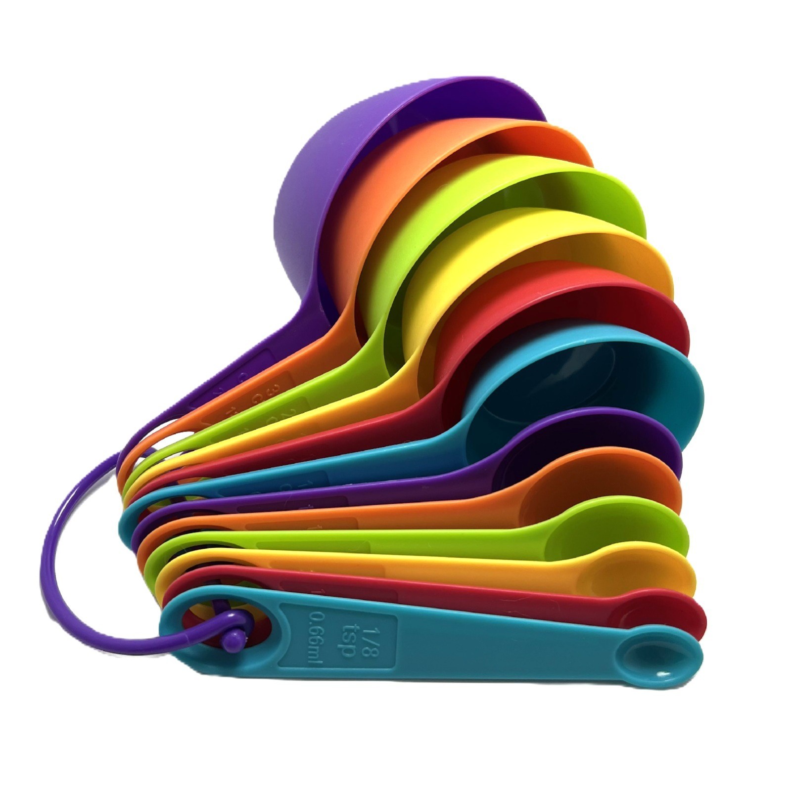 12 Pcs Plastic Rainbow color Kithcen Measuring Cups And Spoons Set Cooking