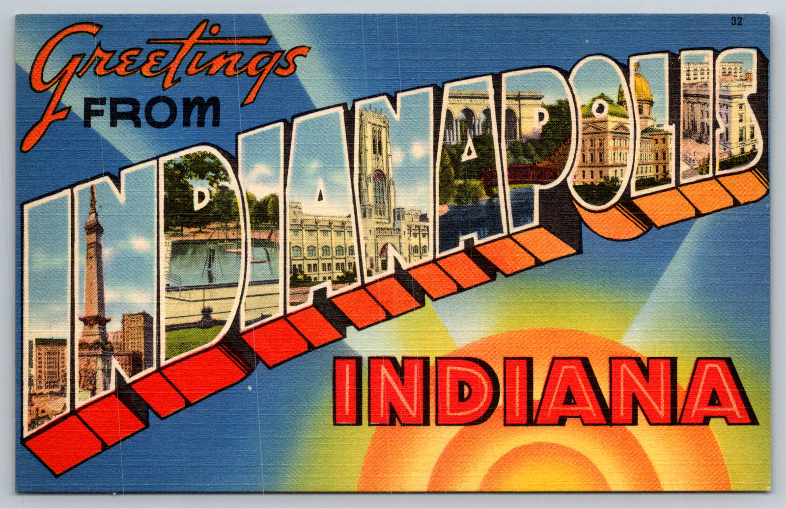 c1940s Greetings from Indianapolis Indiana Vintage Postcard
