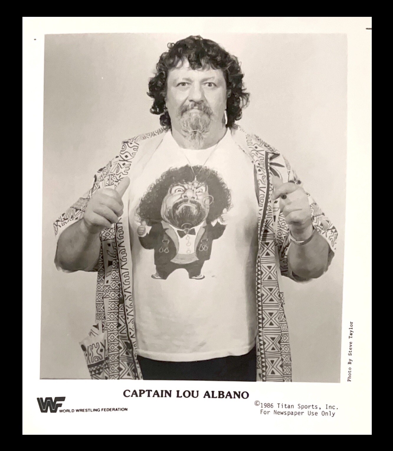 WWE CAPTAIN LOU ALBANO OFFICIAL LICENSED ORIGINAL 8X10 PROMO PHOTO FROM 1986