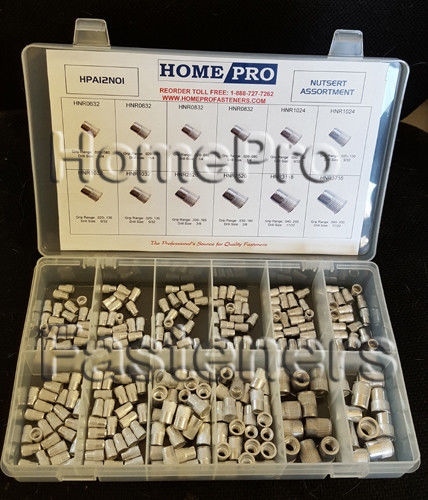  270 NUTSERTS ASSORTMENT RIVNUTS INSERTS ALUM 6/32 8/32 10/24 10/32 1/4 5/16 3/8