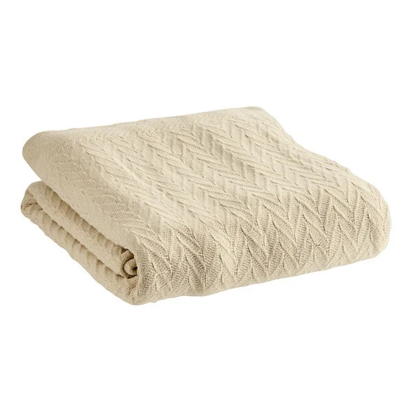 NIP NWT New Magnificence KING Cotton Thermal Blanket 114x93 Herringbone Weave