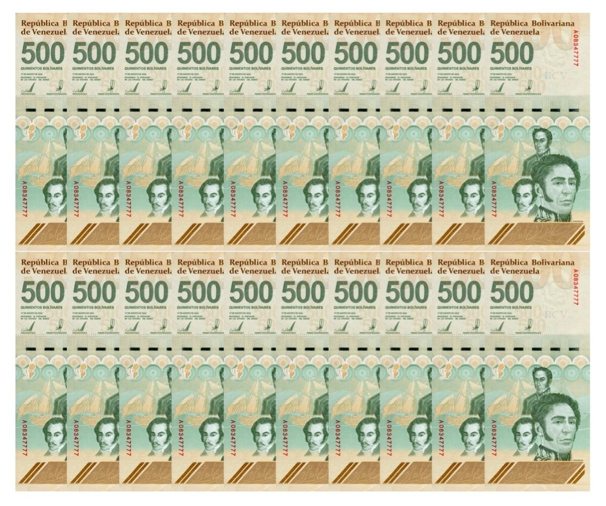 Venezuela 2023 500 Digitales P-121 Banknote qty 20 Circulated Bolivar Soberano