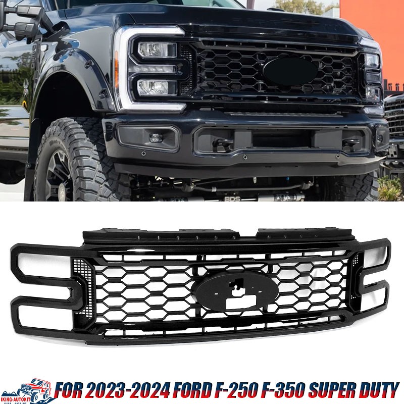 For 2023-2024 2025 Ford F250 F350 Super Duty Agate Black Front Bumper Grille NEW