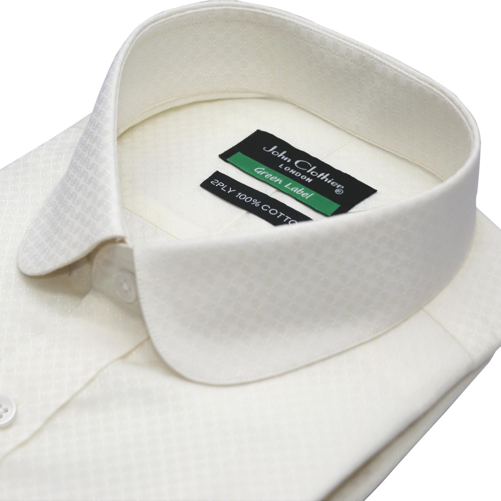 Men's Peaky Blinders Style 1930s Penny Round Club Collar Cream Off White Shirt