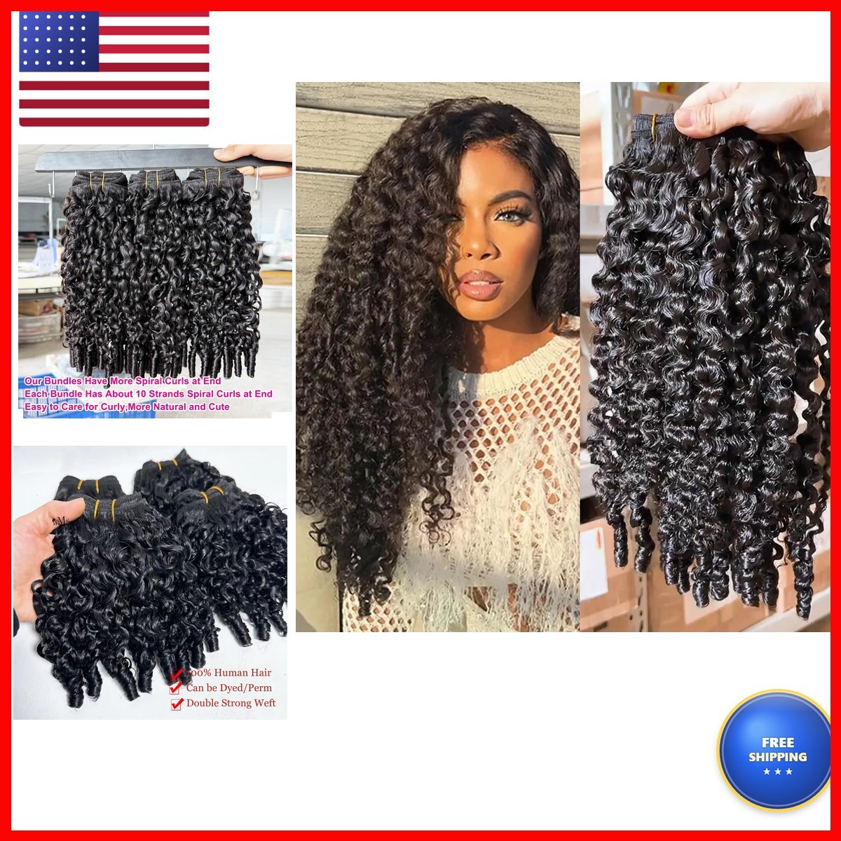 YMS Burmese Curly Human Hair Bundles 26 Inch 16A Natural Color Weft Extensions YMS Burmese Curly Human Hair Bundles 26 Inch 16A Natural Color Weft Extensions