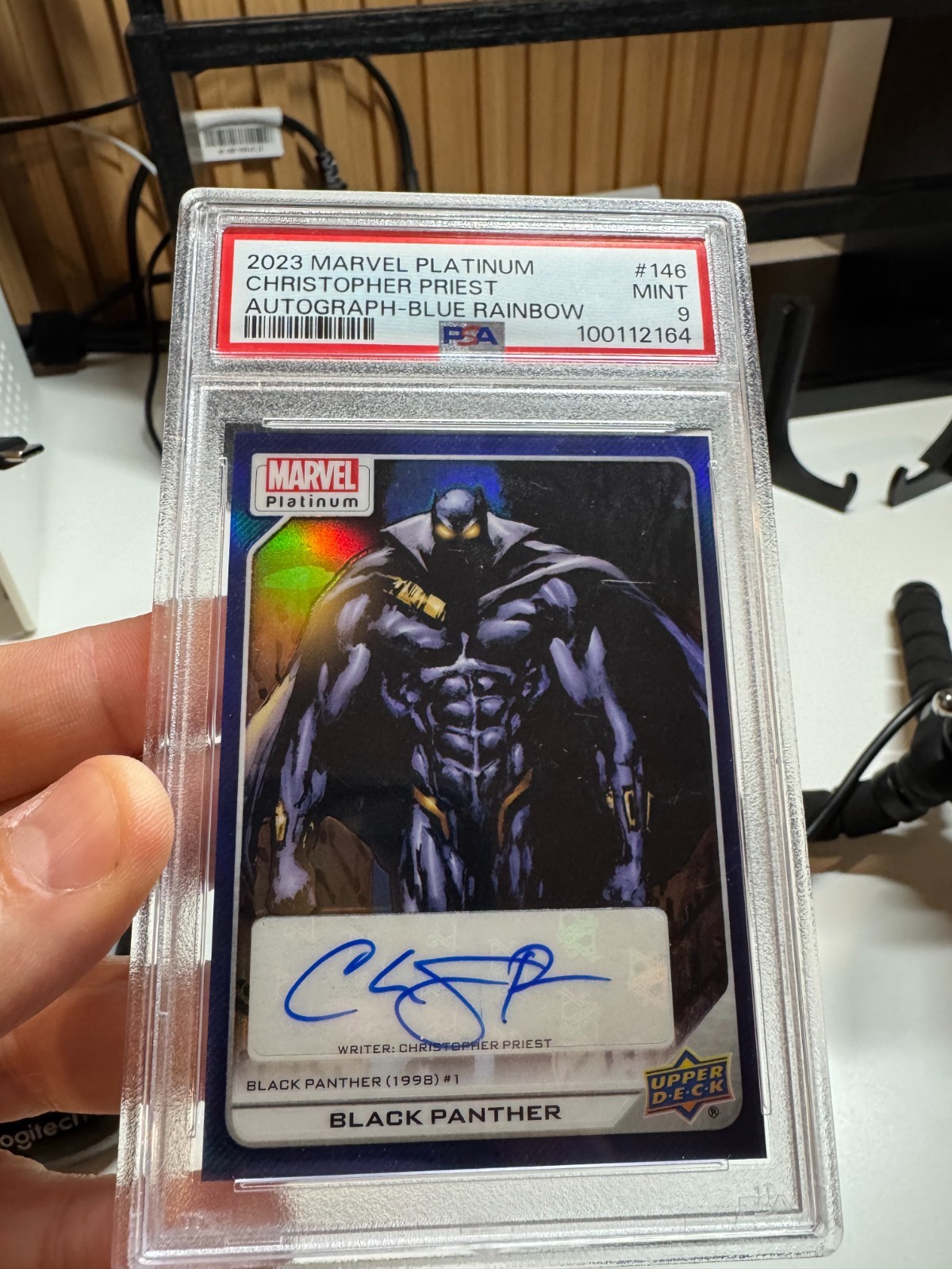 2023 Marvel Platinum Black Panther Christopher Priest Auto Numbered /15 PSA 9